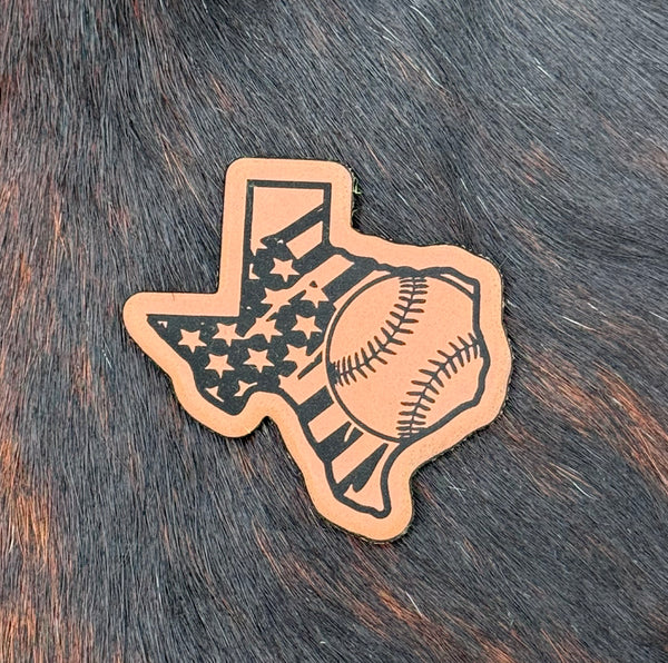 Engraved Texas American Flag Baseball Patch