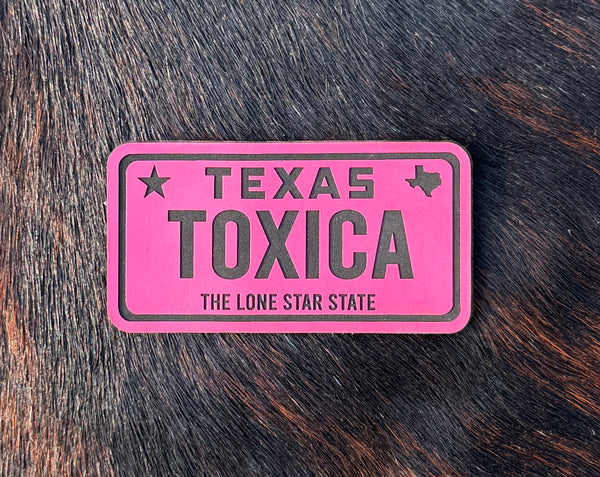 Engraved Toxica Texas License Plate Patch