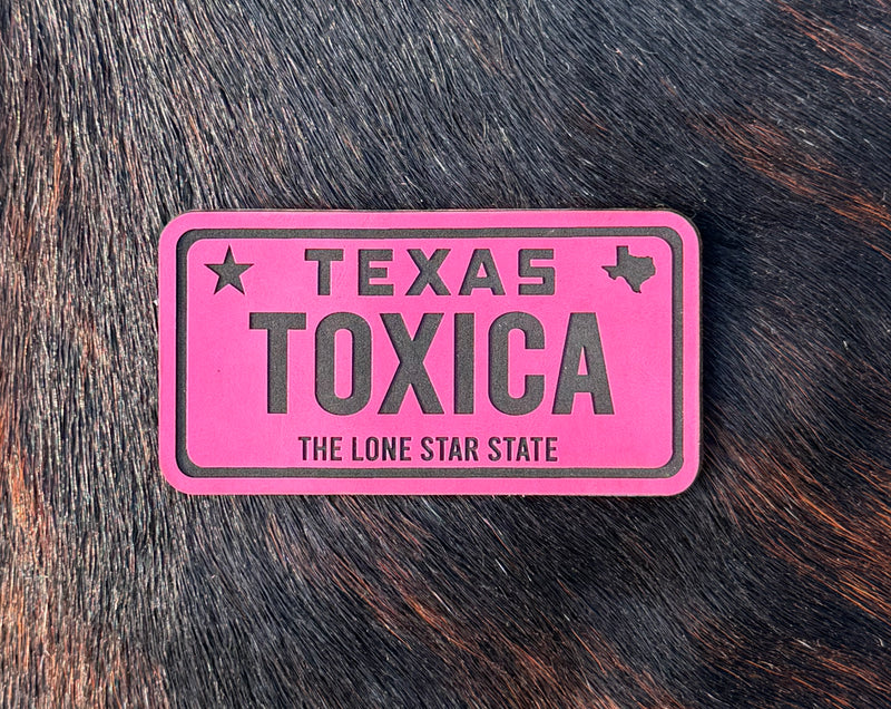 Engraved Toxica Texas License Plate Patch
