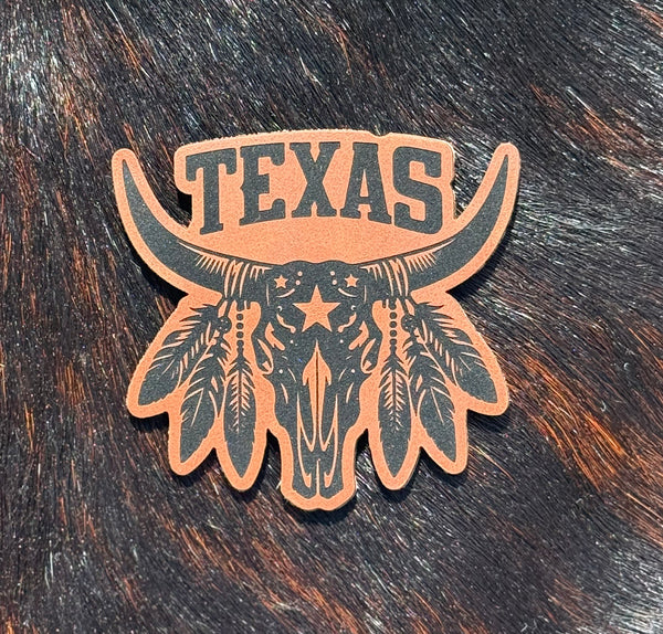Engraved Texas Longhorn Skull Patch