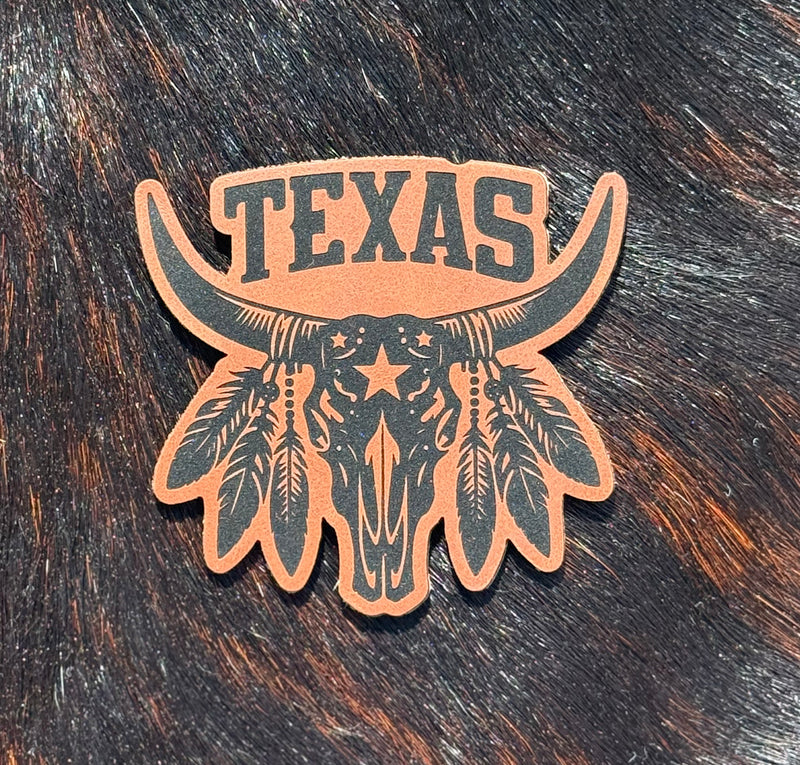 Engraved Texas Longhorn Skull Patch