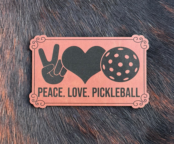 Engraved Peace Love Pickleball Patch