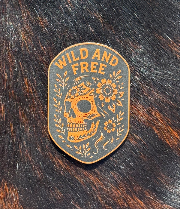Engraved Wild and Free Skull Patch