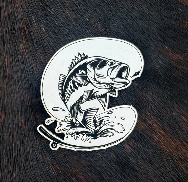 Engraved Hooked Bass Fishing Patch