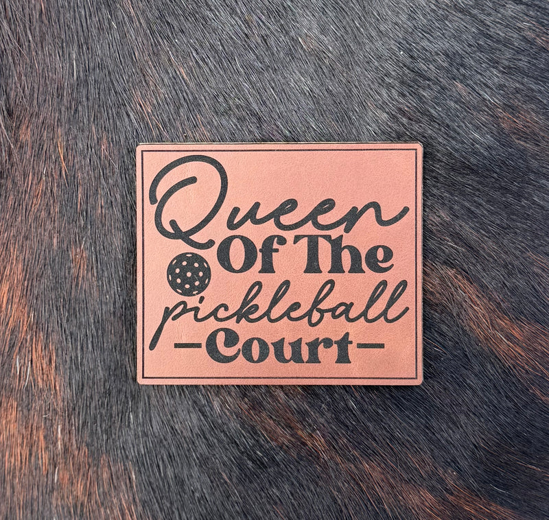 Engraved Queen of the Pickleball Court Patch
