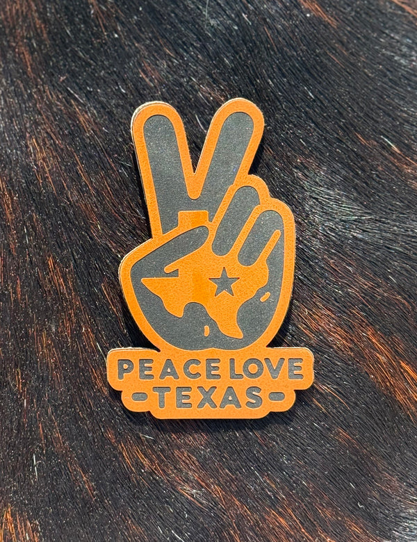 Engraved Peace Love Texas Patch